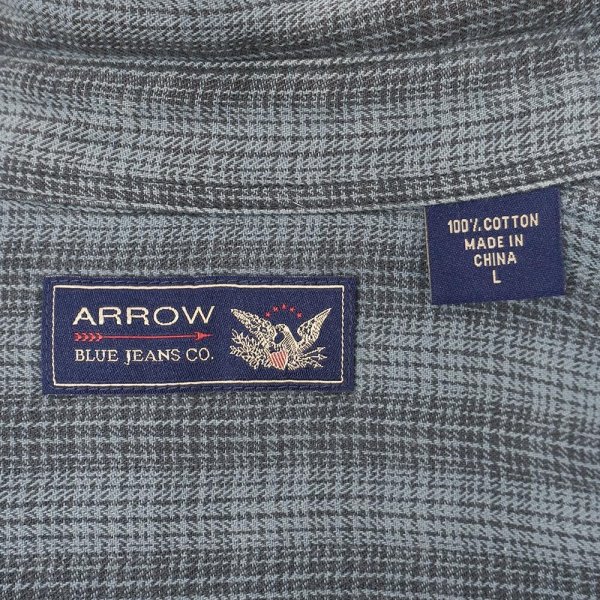 画像2: 00's Arrow フランネル ボタンダウンシャツ "Blue×Gray Plaid" (2)