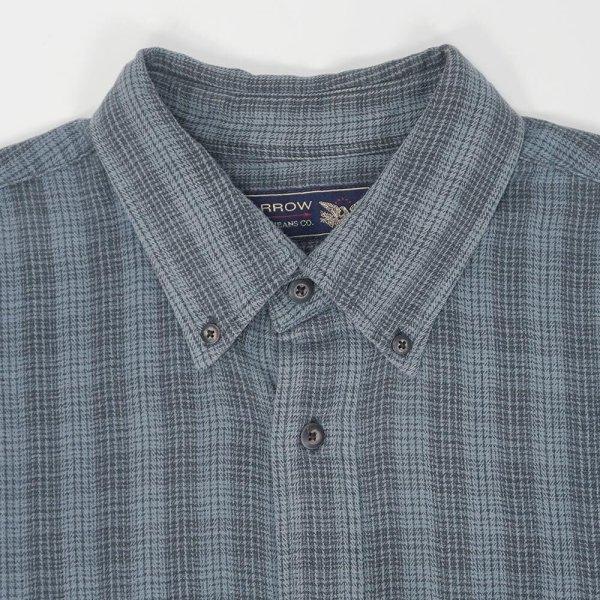 画像3: 00's Arrow フランネル ボタンダウンシャツ "Blue×Gray Plaid" (3)