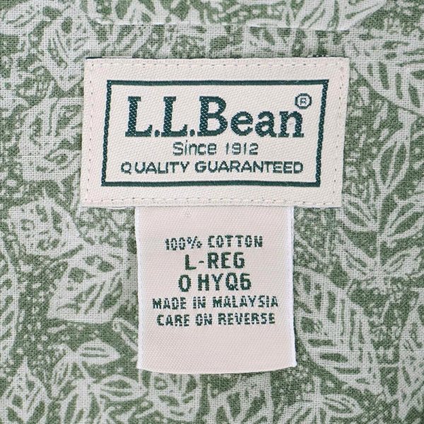 画像2: 00's L.L.Bean S/S 総柄 オープンカラーシャツ "OLIVE" (2)