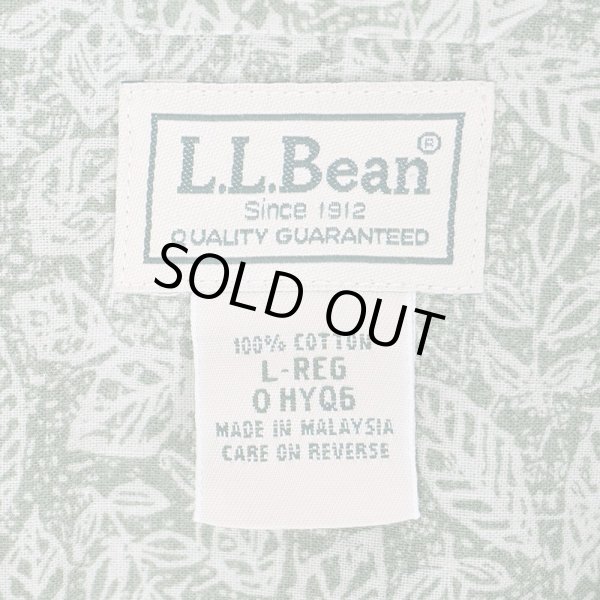 画像2: 00's L.L.Bean S/S 総柄 オープンカラーシャツ "OLIVE" (2)
