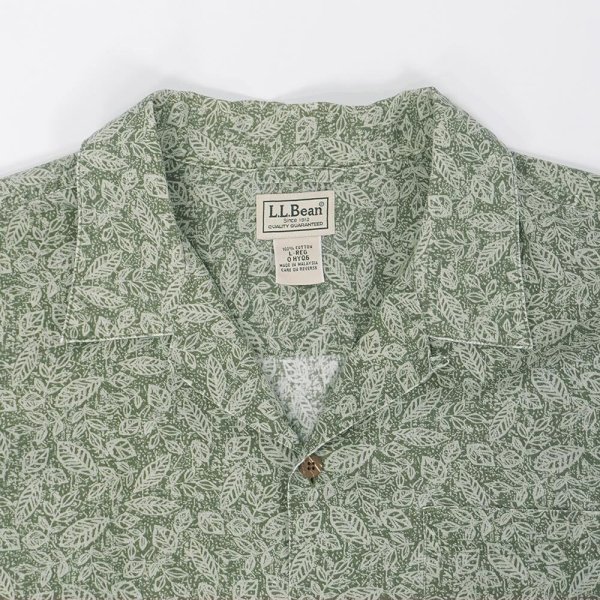画像3: 00's L.L.Bean S/S 総柄 オープンカラーシャツ "OLIVE" (3)