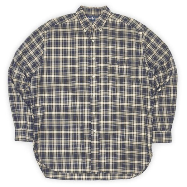 画像1: 90's Polo Ralph Lauren ボタンダウンシャツ "MCMEEL / Navy Plaid" (1)