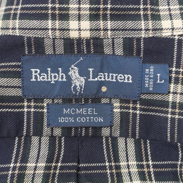 画像2: 90's Polo Ralph Lauren ボタンダウンシャツ "MCMEEL / Navy Plaid" (2)