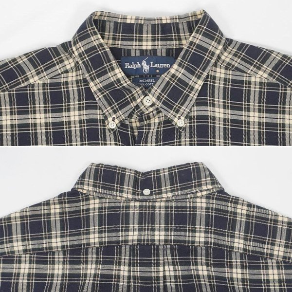 画像3: 90's Polo Ralph Lauren ボタンダウンシャツ "MCMEEL / Navy Plaid" (3)