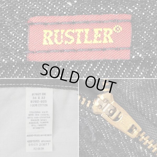 画像3: 00's RUSTLER 先染めブラックデニムパンツ "W36 L32" (3)
