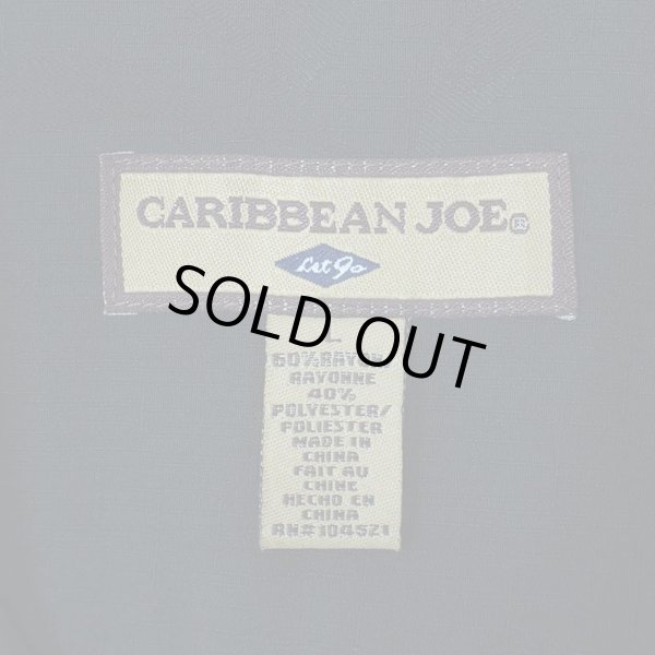 画像2: 00's CARIBBEAN JOE S/S レーヨン オープンカラーシャツ "BLACK" (2)