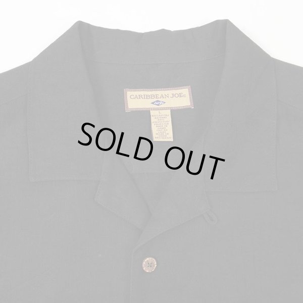 画像3: 00's CARIBBEAN JOE S/S レーヨン オープンカラーシャツ "BLACK" (3)