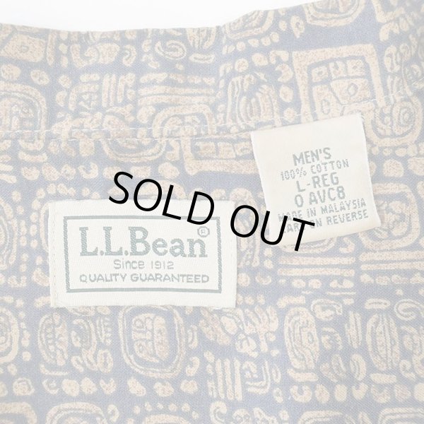 画像2: 00's L.L.Bean S/S 総柄 オープンカラーシャツ "NAVY BASE" (2)
