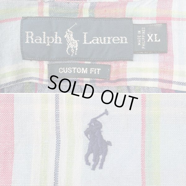 画像2: 00's Polo Ralph Lauren ボタンダウンシャツ "LINEN / CUSTOM FIT" (2)
