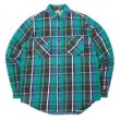 画像1: 90's FIVE BROTHER ヘビーネルシャツ "Green×Black Plaid" (1)