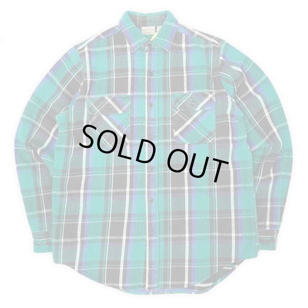 画像1: 90's FIVE BROTHER ヘビーネルシャツ "Green×Black Plaid" (1)