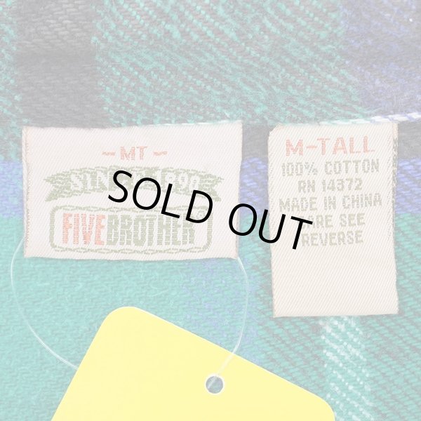 画像2: 90's FIVE BROTHER ヘビーネルシャツ "Green×Black Plaid" (2)