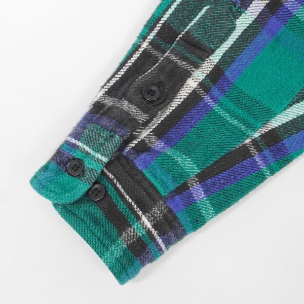 画像4: 90's FIVE BROTHER ヘビーネルシャツ "Green×Black Plaid" (4)