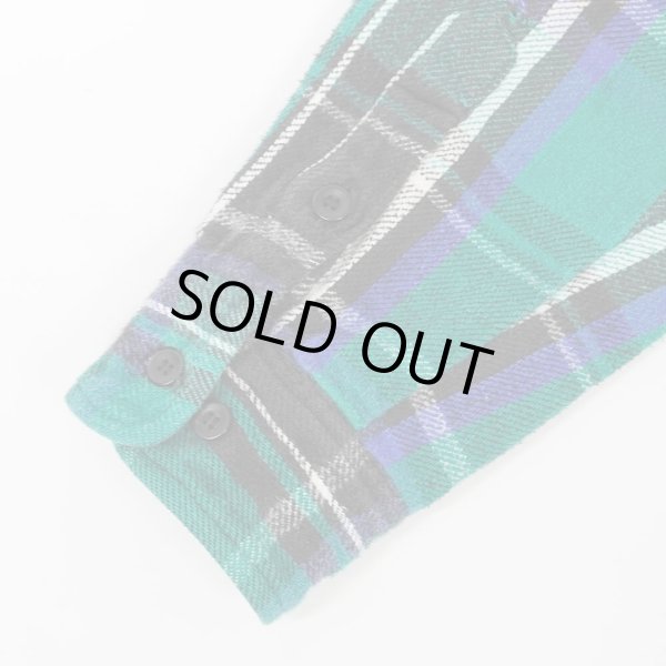 画像4: 90's FIVE BROTHER ヘビーネルシャツ "Green×Black Plaid" (4)