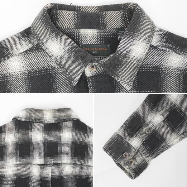 画像3: 00's Field & Stream ヘビーネルシャツ "Black Ombre Plaid" (3)