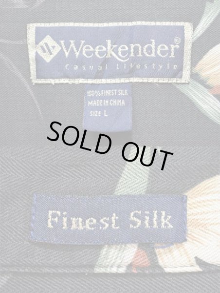 画像3: 90's Weekender S/S 総柄 オープンカラーシャツ ブラックベース “ヘリンボーン織り / シルク素材” (3)