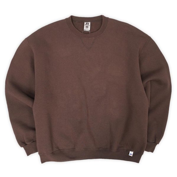画像1: 00's RUSSELL 前V ブランクスウェット "BROWN" (1)
