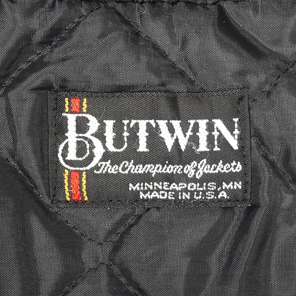 画像2: 90's BUTWIN レザー切り替え スタジャン "MADE IN USA / ALL BLACK" (2)
