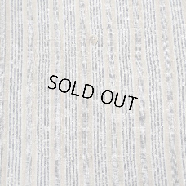 画像4: 90's GANT マルチストライプ柄 S/S バンドカラーシャツ "Linen×Cotton" (4)