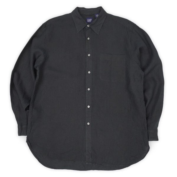 画像1: 00's OLD GAP リネン レギュラーカラーシャツ “BLACK” (1)