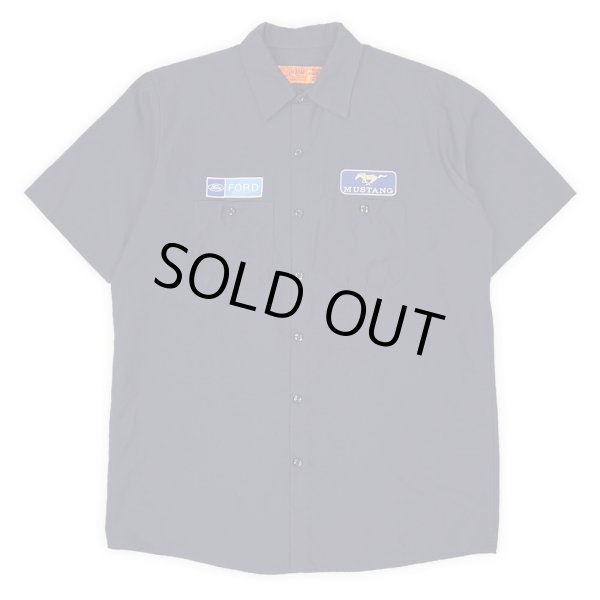 画像1: 00's RED KAP S/S ワークシャツ "Ford / MUSTANG Patch" (1)