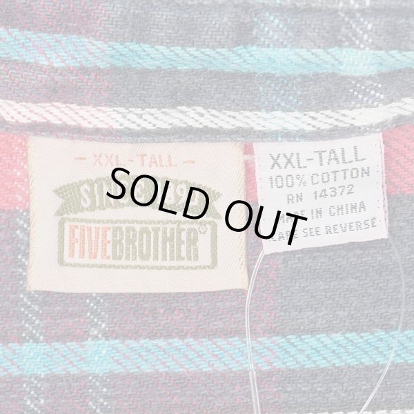 画像2: 90's FIVE BROTHER ヘビーネルシャツ “Red×Navy Plaid” (2)