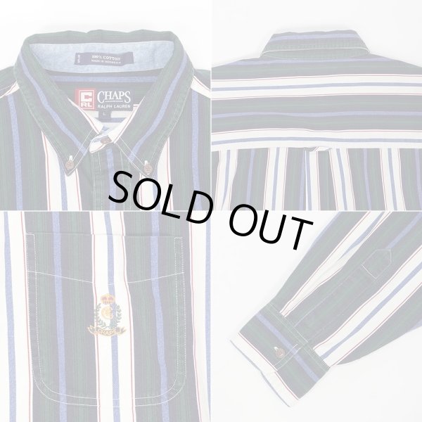 画像3: 90's CHAPS Ralph Lauren マルチストライプ柄 ボタンダウンシャツ (3)