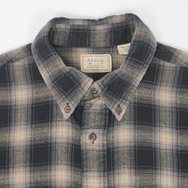 画像3: 00's Arrow フランネル ボタンダウンシャツ "Black Ombre Plaid" (3)