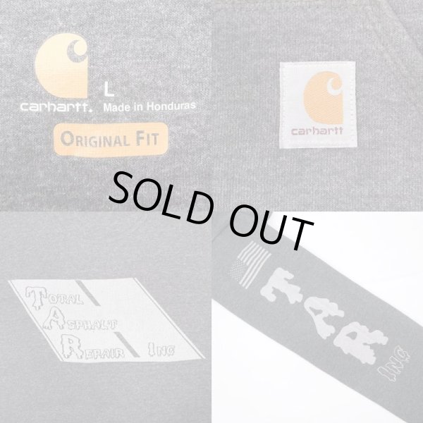 画像3: 00's Carhartt 袖プリント スウェットパーカー (3)