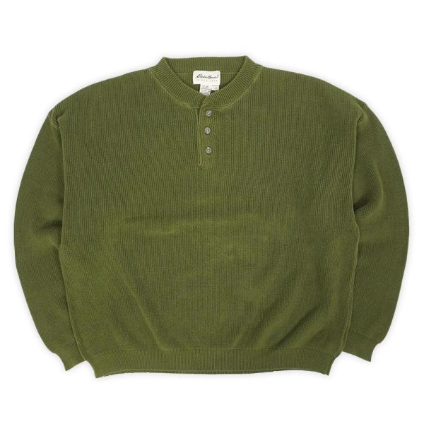 画像1: 90's Eddie Bauer ヘンリーネック コットンニット (1)