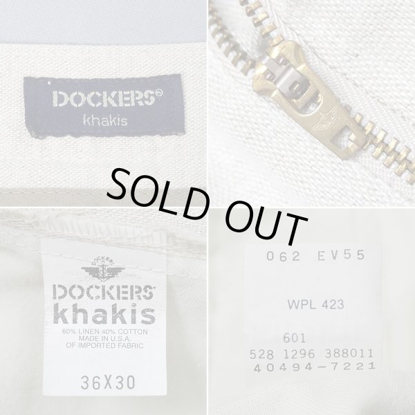 画像4: 90's DOCKERS 2タック コットンリネントラウザー "MADE IN USA / W36 L30" (4)