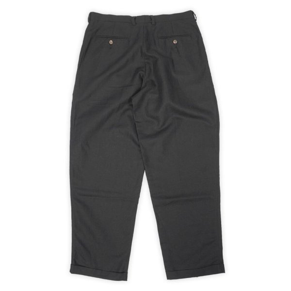 画像2: 90's Claiborne 2タック コットンリネントラウザー "BLACK / W34 L30" (2)