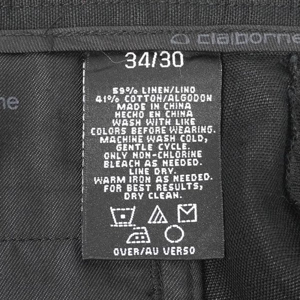 画像3: 90's Claiborne 2タック コットンリネントラウザー "BLACK / W34 L30" (3)