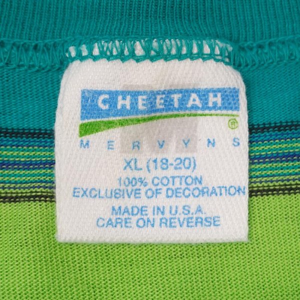 画像2: 90's CHEETAH マルチボーダーTシャツ "GREEN / MADE IN USA / DEADSTOCK" (2)