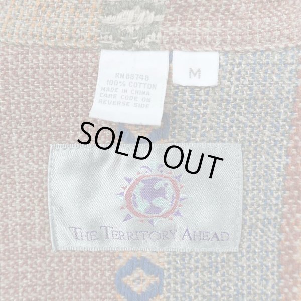 画像2: 90's THE TERRITORY AHEAD ネイティブボーダー柄 コットンシャツ (2)