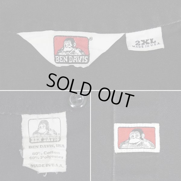 画像2: 90's BEN DAVIS S/S ワークシャツ "MADE IN USA / FADE BLACK" (2)