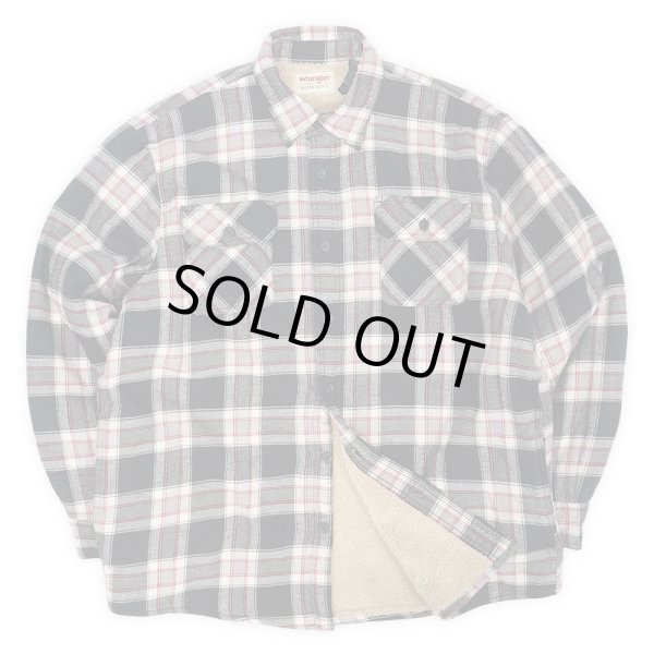 画像1: 00's Wrangler ボアライナー フランネルシャツ "BLACK Plaid" (1)