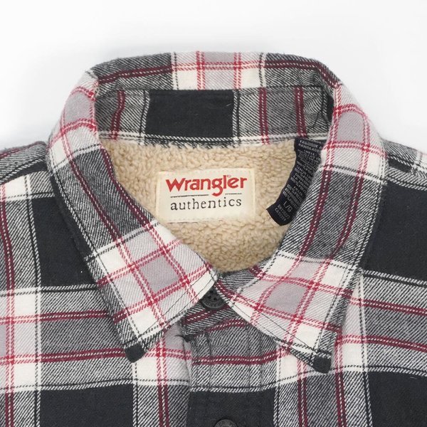 画像3: 00's Wrangler ボアライナー フランネルシャツ "BLACK Plaid" (3)
