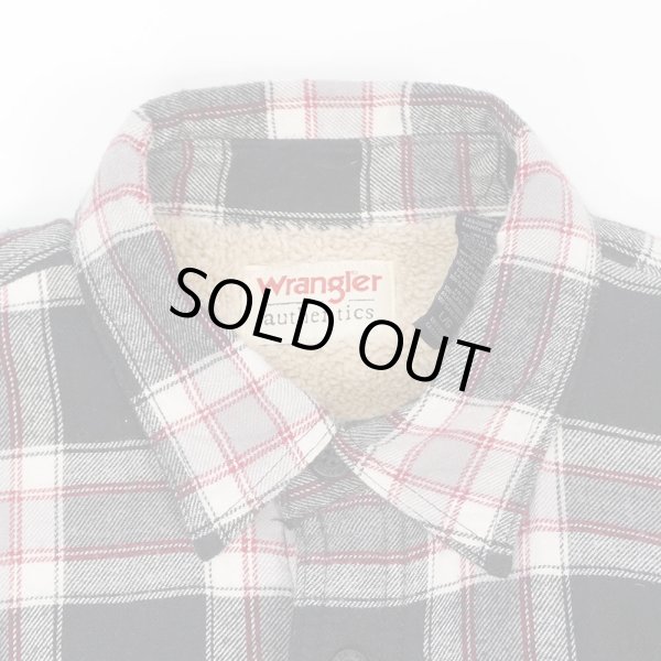 画像3: 00's Wrangler ボアライナー フランネルシャツ "BLACK Plaid" (3)