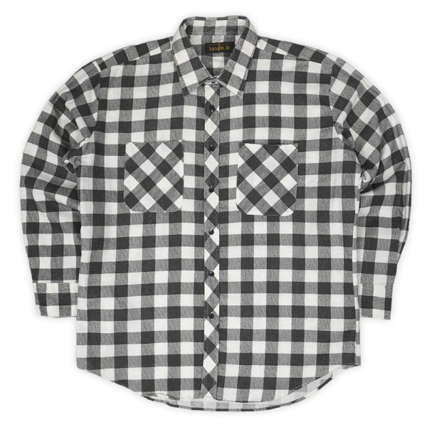 画像1: 90's MARK II ブロックチェック柄 プリントネルシャツ (1)