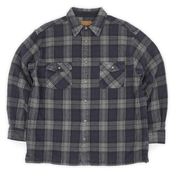 画像1: Late 90's ST JOHN'S BAY ヘビーネルシャツ "Dark Navy Plaid" (1)