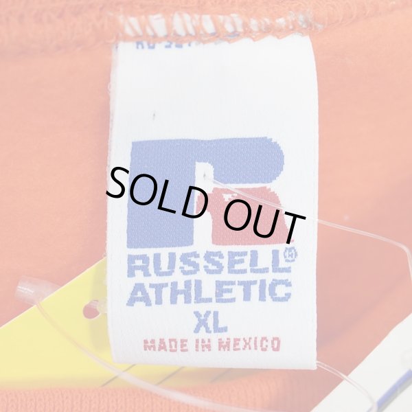 画像2: 90-00's RUSSELL 前V ブランクスウェット "ORANGE / DEADSTOCK" (2)