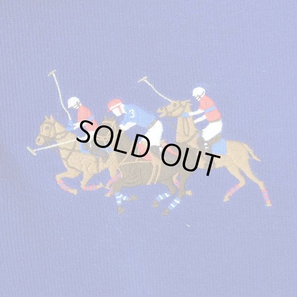 画像3: 00's Polo Ralph Lauren ハーフジップ コットンニット "BLUE / BIG PONY" (3)