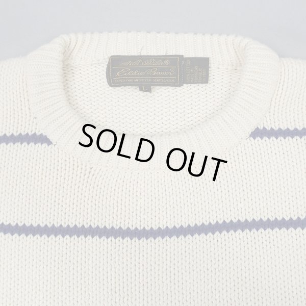 画像3: 80's Eddie Bauer ボーダー柄 コットンニット "黒タグ" (3)