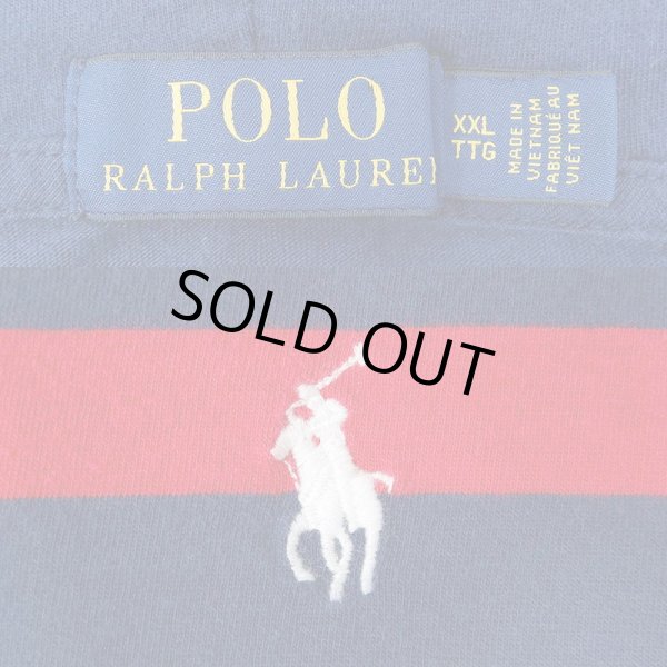 画像2: 00's Polo Ralph Lauren ボーダー柄 フーディーカットソー (2)