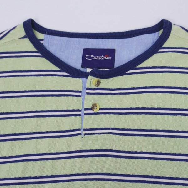 画像2: 90's Catalina ヘンリーネック マルチボーダーTシャツ (2)