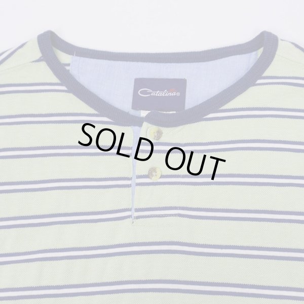 画像2: 90's Catalina ヘンリーネック マルチボーダーTシャツ (2)