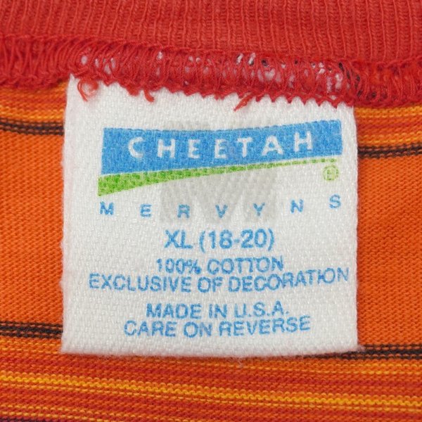 画像2: 90's CHEETAH マルチボーダーTシャツ "ORANGE / MADE IN USA / DEADSTOCK" (2)