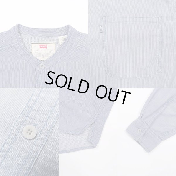 画像4: 90's Levi's ピンストライプ柄 バンドカラーシャツ (4)