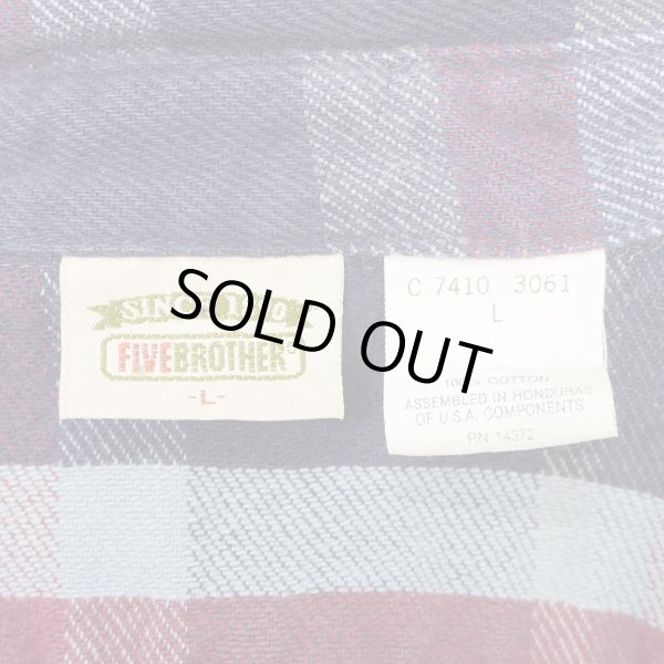 画像2: Late 90's FIVE BROTHER ヘビーネルシャツ “Navy Plaid” (2)